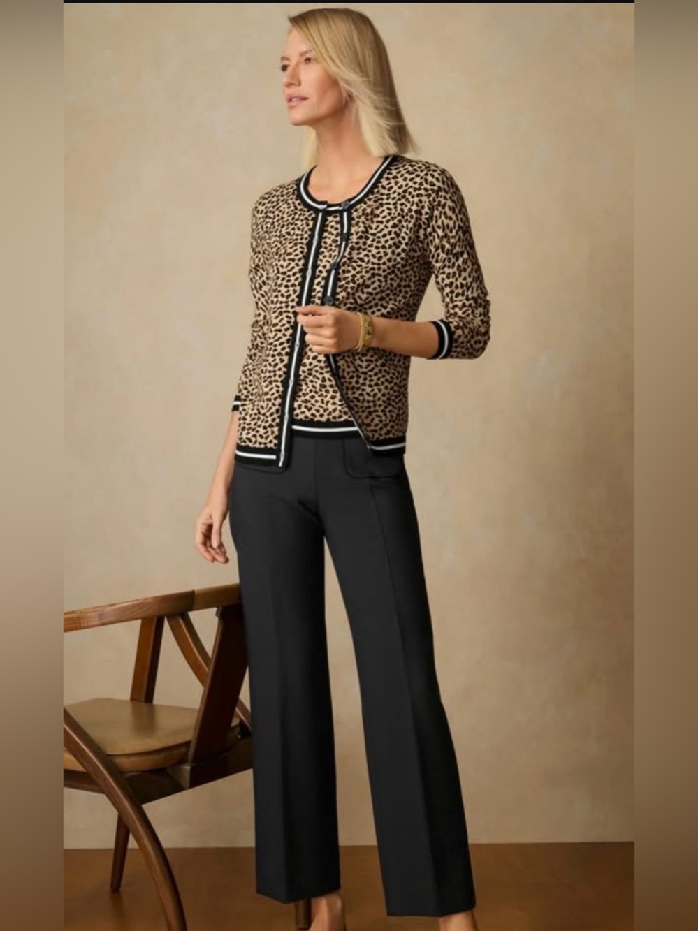 TALBOTS CHEETAH CARDIGAN SIZE LARGE NWT!